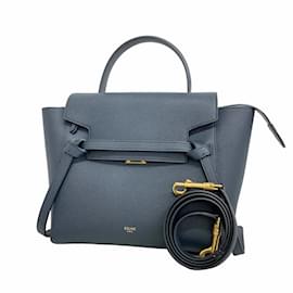 Céline-Celine Navy Leather Handbag-Navy blue