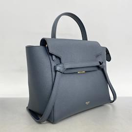 Céline-Celine Navy Leather Handbag-Navy blue