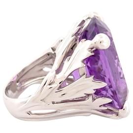Dior-BAGUE DIOR MISS DIOR GM T51 COLLECTION LE BAL EN OR BLANC DIAMANTS ET AMETHYSTE-Argenté
