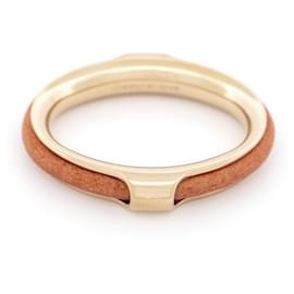 Hermès-NEUF ANNEAU DE FOULARD HERMES KYOTO GM METAL DORE CUIR GOLD SCARF RING-Doré