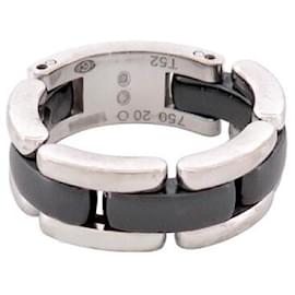 Chanel-CHANEL RING ULTRA J2636 T52 IN 18K WHITE GOLD & BLACK CERAMIC BLACK RING-Silvery
