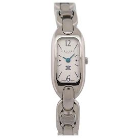 Céline NEW CELINE MACADAM TRIOMPHE 35 MM CLASSIC QUARTZ PALLADIUM STEEL WATCH Silvery