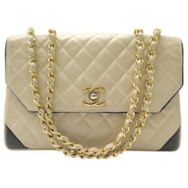 Chanel-VINTAGE CHANEL SQUARE FLAP BAG TIMELESS QUILTED LEATHER-Beige