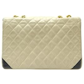 Chanel-VINTAGE CHANEL SQUARE FLAP BAG TIMELESS QUILTED LEATHER-Beige