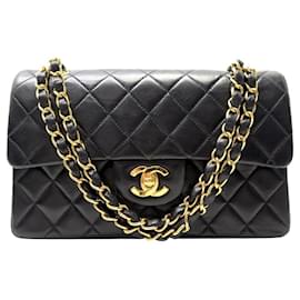 Chanel-VINTAGE CHANEL TIMELESS SMALL CLASSIC QUILTED BLACK LEATHER HANDBAG-Black
