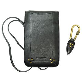NEW JEROME DREYFUSS POUCH PHONE CASE + BLACK LEATHER KEYCHAIN Black