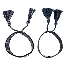 Christian Dior-NEUF SET DE 2 BRACELETS CHRISTIAN DIOR MISS DIOR BRODE EN TOILE COTON BLEU-Bleu Marine