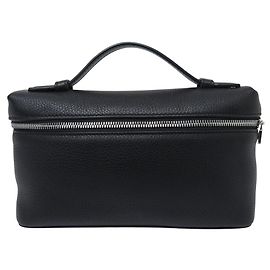 NEW LORO PIANA EXTRA POCKET L19 BLACK LEATHER POUCH BAG Black