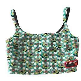 Crop Top de alças Prada com padrões retrô Multicor