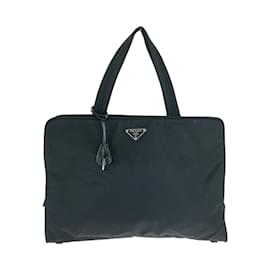 Prada-Prada Tessuto Triangle Logo Plate Handbag-Black