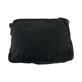 Prada-Prada Tessuto Triangle Logo Plate Shoulder Bag-Black