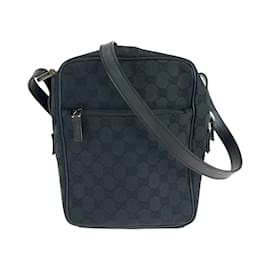 Gucci-Gucci Black GG Canvas Shoulder Bag-Black