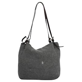 Fendi-FENDI Shoulder Bag Wool Gray Auth ep7756-Brown