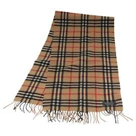 Autre Marque-Burberrys Nova Check Scarf Cashmere Brown Auth am7804-Brown