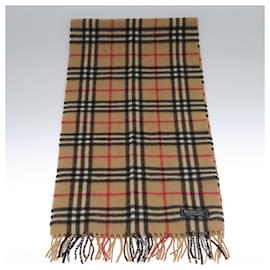 Autre Marque-Burberrys Nova Check Scarf Cashmere Brown Auth am7804-Brown