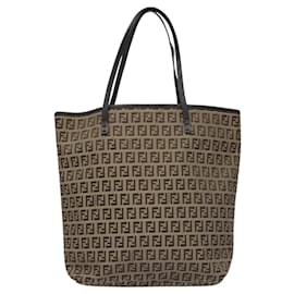 Fendi-FENDI Zucchino Canvas Tote Bag Beige Auth am7972-Beige