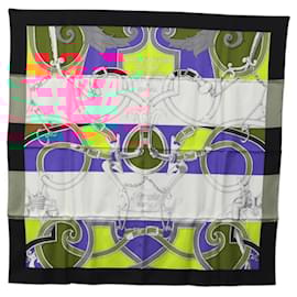 Hermès-HERMES Carre 90 Scarf ""L'INSTRVCTION DV ROY"" Silk White Auth am7922-White