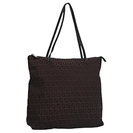 Fendi-FENDI Zucchino Canvas Tote Bag Brown Auth ti2821-Brown