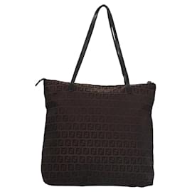 Fendi-FENDI Zucchino Canvas Tote Bag Brown Auth ti2821-Brown