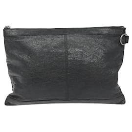 Balenciaga-BALENCIAGA Classic Clip L Clutch Bag Leather Gray 273022 Auth BA450-Brown
