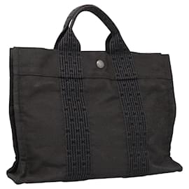 Hermès-HERMES Sac Tote PM Her Ligne Toile Gris Argent Auth bs22885-Marron,Argenté