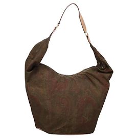 ETRO Bolsa de Hombro Paisley Nylon Marrón Rojo Verde Auth bs23067 Castaño Roja Verde
