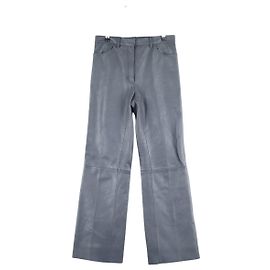 Sandro Graue Leder gerade Hose Grau