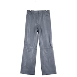 Sandro-Straight leather pants-Grey
