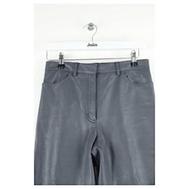 Sandro-Straight leather pants-Grey
