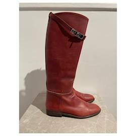 Hermès-HERMES Boots T.EU 37 Leather-Red