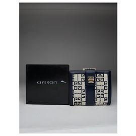 Vintage Givenchy GV3 monogram Leather Wallet marine white White