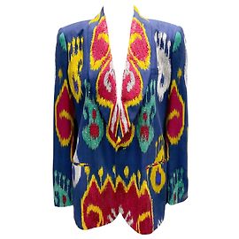 Ralph Lauren Collection Navy Multi Sequined Embroidered Aztec Jacket Multiple colors