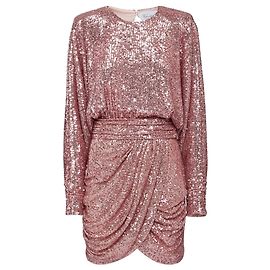 Vestido mini drapeado com mangas morcego rosa antigo Redemption Rosa