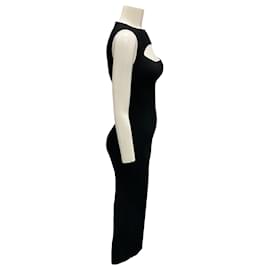 Alexander Mcqueen-Alexander McQueen Black 2024 Cut-out Detail Ribbed Knit Fitted Midi Dress-Black