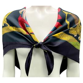 Hermès-Hermes Black / Red / Blue / Gold Grand Uniforme Square Silk Twill Scarf-Multiple colors