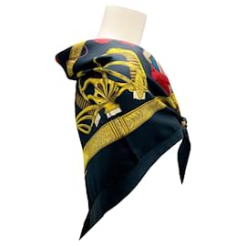 Hermès-Hermes Black / Red / Blue / Gold Grand Uniforme Square Silk Twill Scarf-Multiple colors
