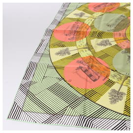 Hermès-Hermès Carré 90 "JEU DES OMNIBUS ET DAMES BLANCHES" 100% Silk Scarf in Green-Green