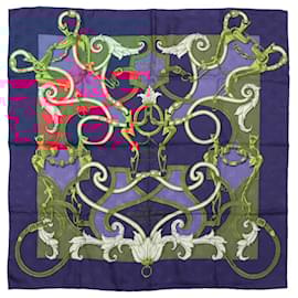 Hermès-Hermès Carré 90 " L’INSTRVCTION DV ROY" 100% Silk Scarf in Navy x Red-Navy blue