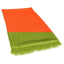 Hermès-Hermès Orange Vif Cashmere New Libris Stole-Other