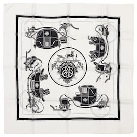 Hermès-Hermès Carré 90 "Ex-Libris" 100% Silk Scarf in Forest Black x White-White