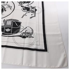 Hermès-Hermès Carré 90 "Ex-Libris" 100% Silk Scarf in Forest Black x White-White