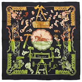 Hermès-Hermès Carré 90 "Copeaux" 100% Silk Scarf in Black-Black