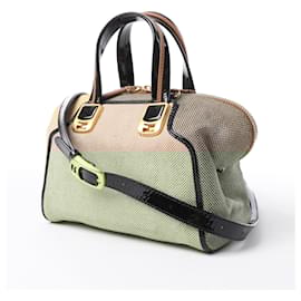Fendi-Fendi Canvas and Patent Leather Chameleon 2Way Handbag in Multicolor-Beige