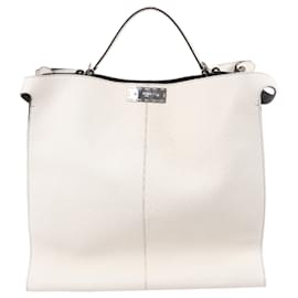 Fendi-Fendi Peek-a-boo X-light Leather Handbag in White 7VA448-White
