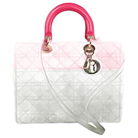 Dior-Christian Dior Lady Dior Cannage Large Leather 2Way Handbag in Pink-Pink