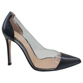 Gianvito Rossi pompes en cuir noir plexy Noir
