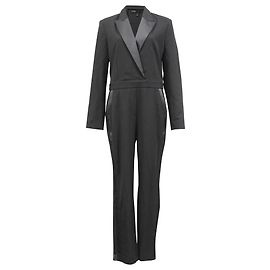 Maje Pacome gerade Beinform Gabardine Jumpsuit aus schwarzem Polyester Schwarz