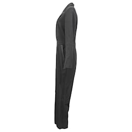 Maje-Maje Pacome Straight-Leg Gabardine Jumpsuit in Black Polyester-Black