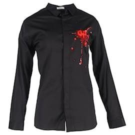Dior- Dior Embellished Long Sleeve Shirt in Black Cotton-Black