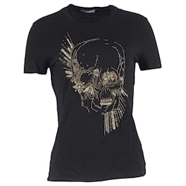 Alexander Mcqueen- Alexander Mcqueen Skull Print T-Shirt in Black Cotton-Black